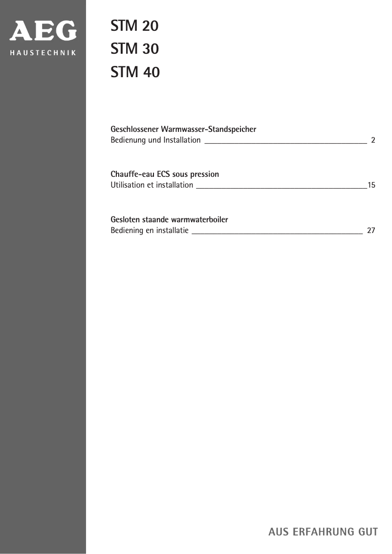 Página 1 del manual Manual de usuario AEG STM 30