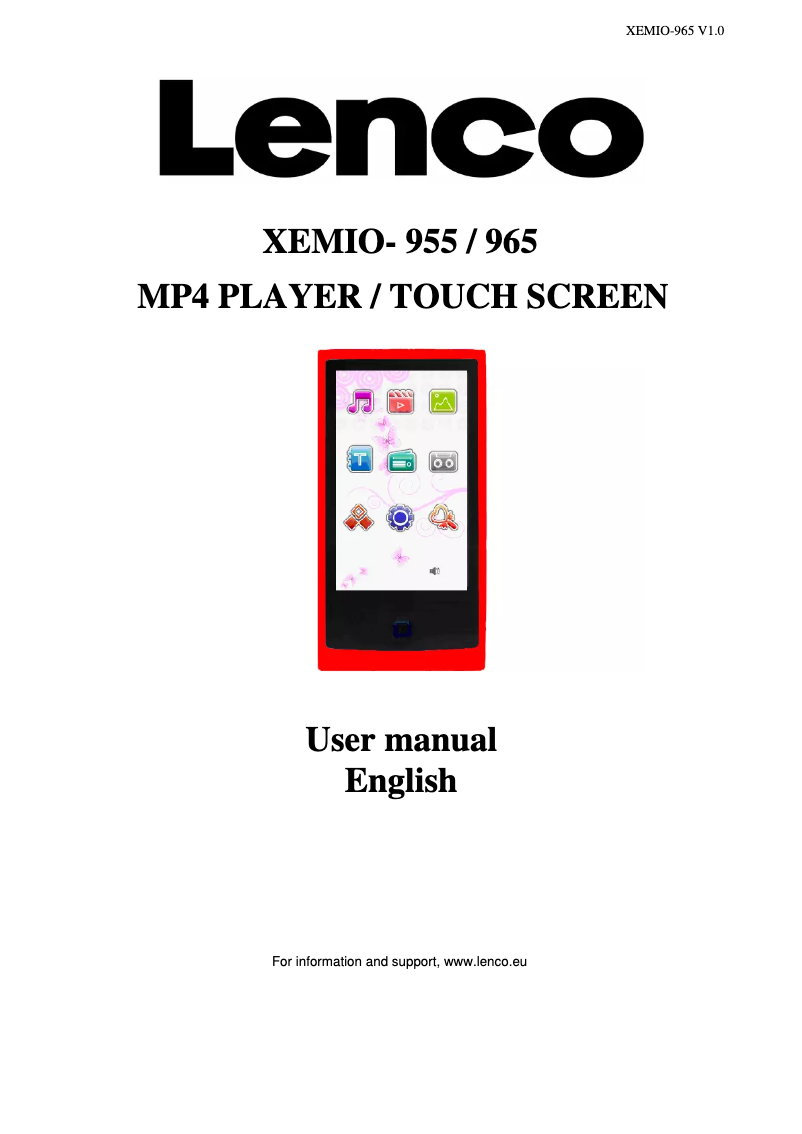Page n°1 - Manuel utilisateur Lenco XEMIO-965