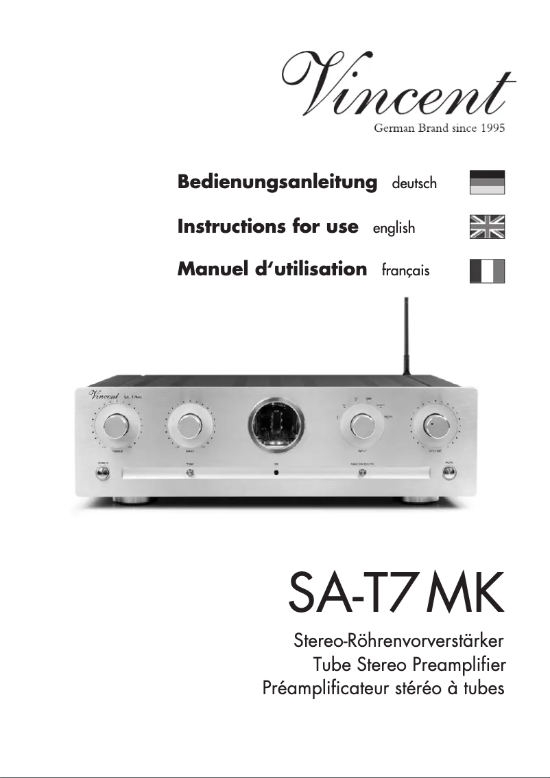 Page 1 de la notice Manuel utilisateur Vincent SA-T7MK