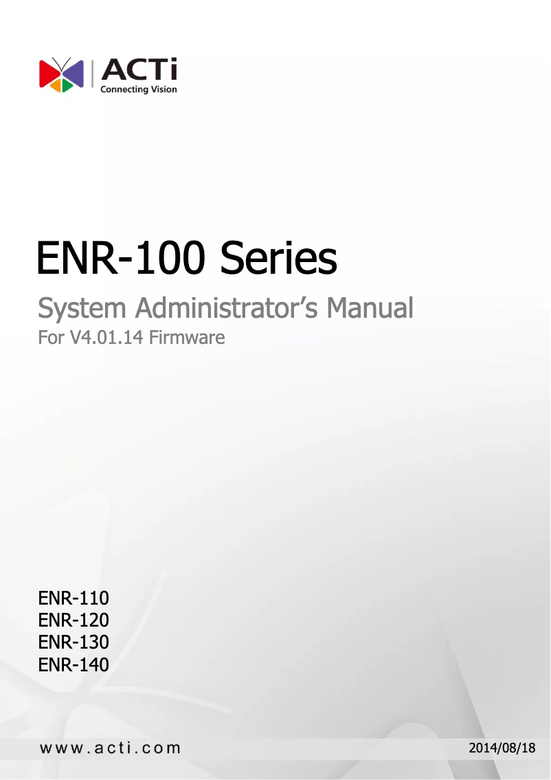 Page n°1 - Manuel utilisateur ACTi ENR-110