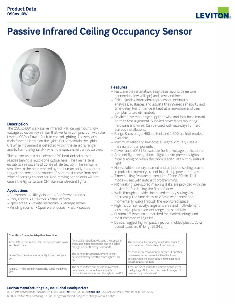 Page n°1 - Manuel utilisateur Leviton OSC04-IAW
