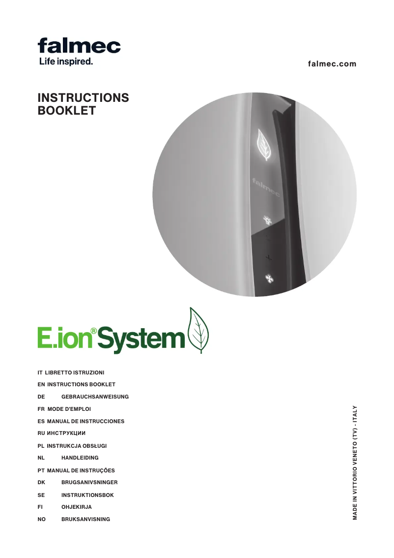 Page 1 de la notice Manuel utilisateur Falmec Lumiere E.Ion