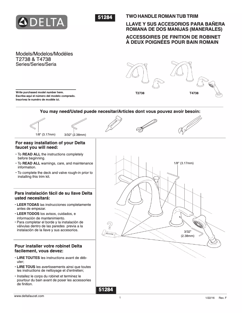 Page 1 de la notice Manuel utilisateur Delta T2738