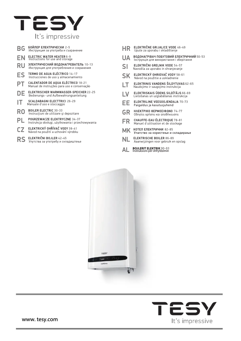 Página 1 del manual Manual de usuario Tesy BelliSlimo Dry 50