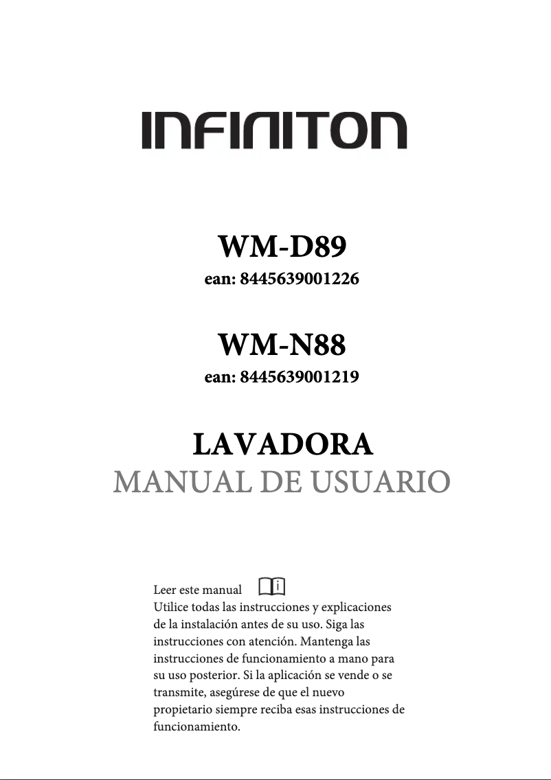 Page 1 de la notice Manuel utilisateur Infiniton WM-D89