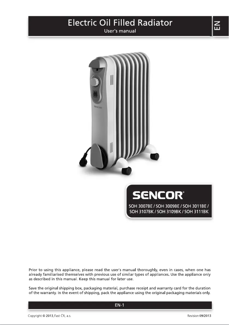 Page 1 de la notice Manuel utilisateur Sencor SOH 3007BE