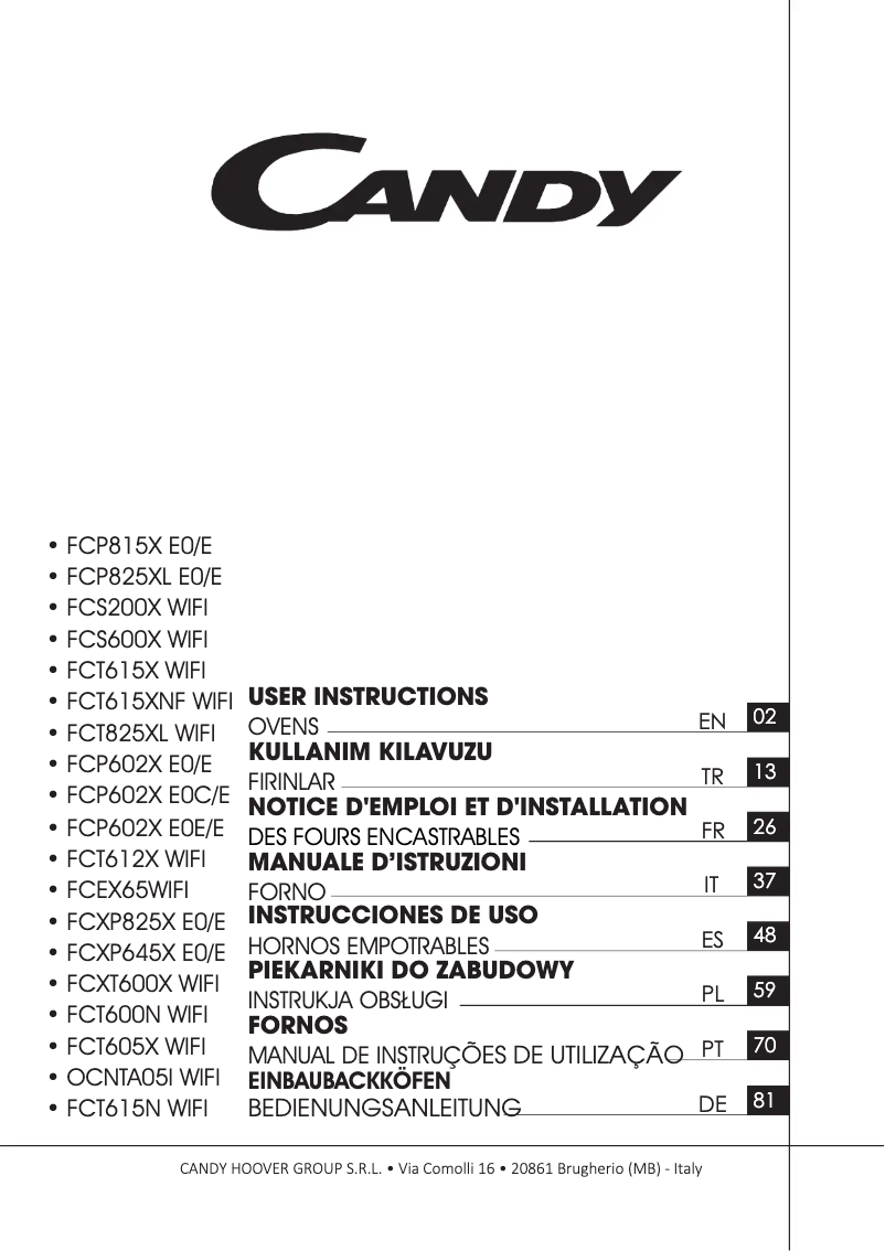 Page 1 de la notice Manuel utilisateur Candy OCNTA05I WIFI