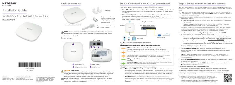 Page n°1 - Guide d'installation Netgear WAX210
