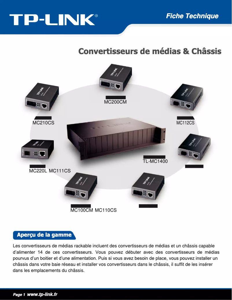 Page 1 de la notice Manuel utilisateur TP-Link MC220L