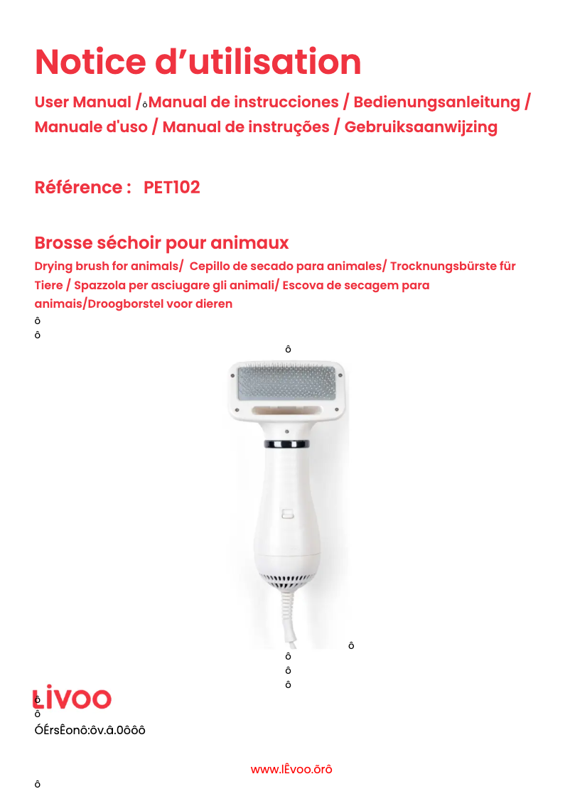 Page 1 de la notice Manuel utilisateur Livoo PET102
