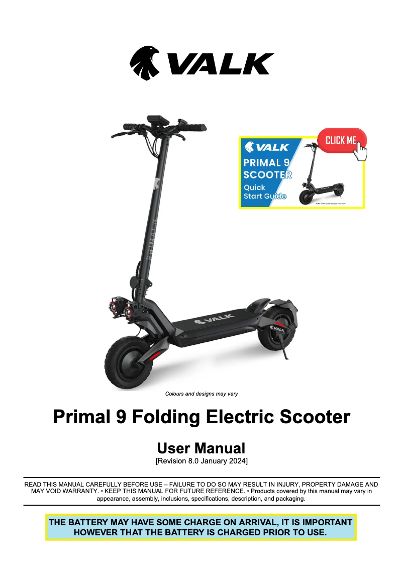 Page 1 de la notice Manuel utilisateur Valk Primal 9