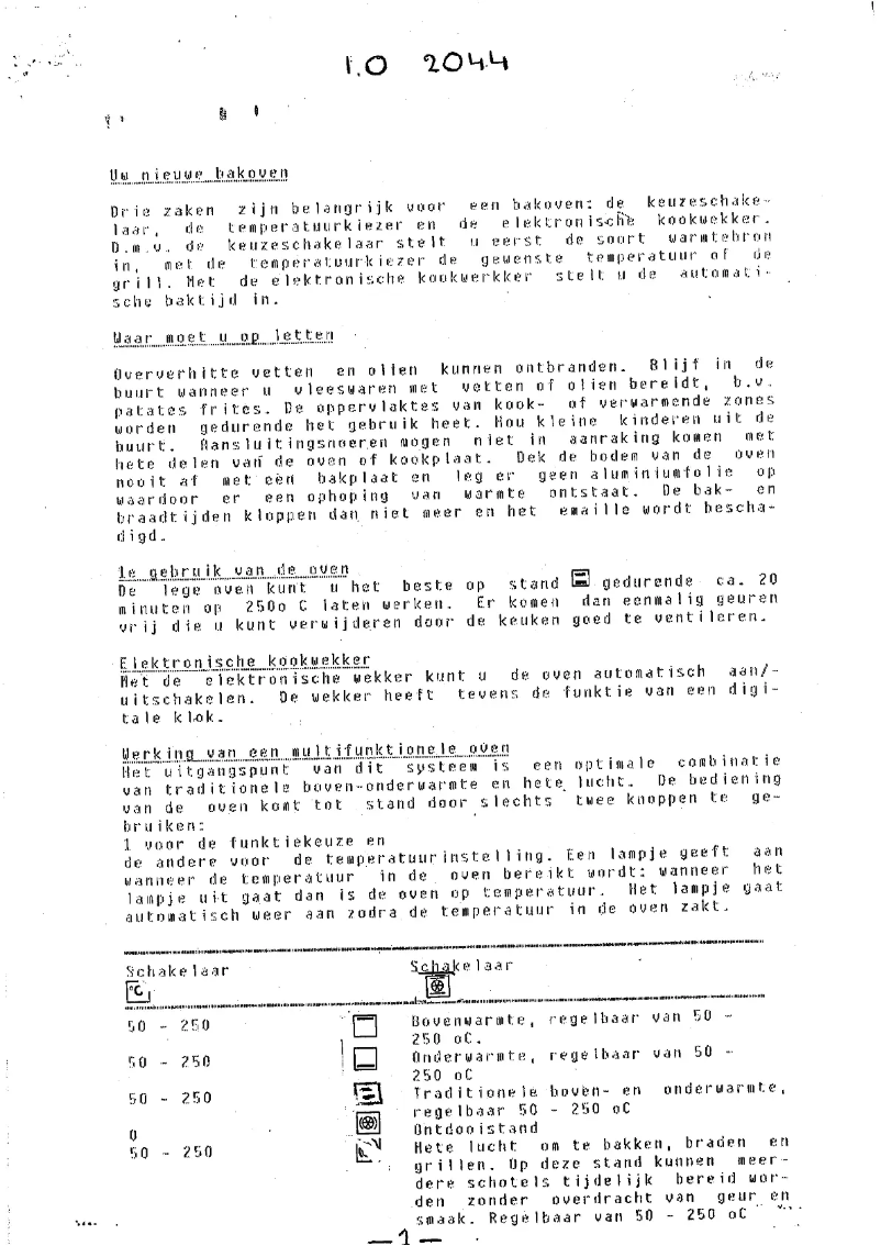 Page 1 de la notice Manuel utilisateur Indesit 2044