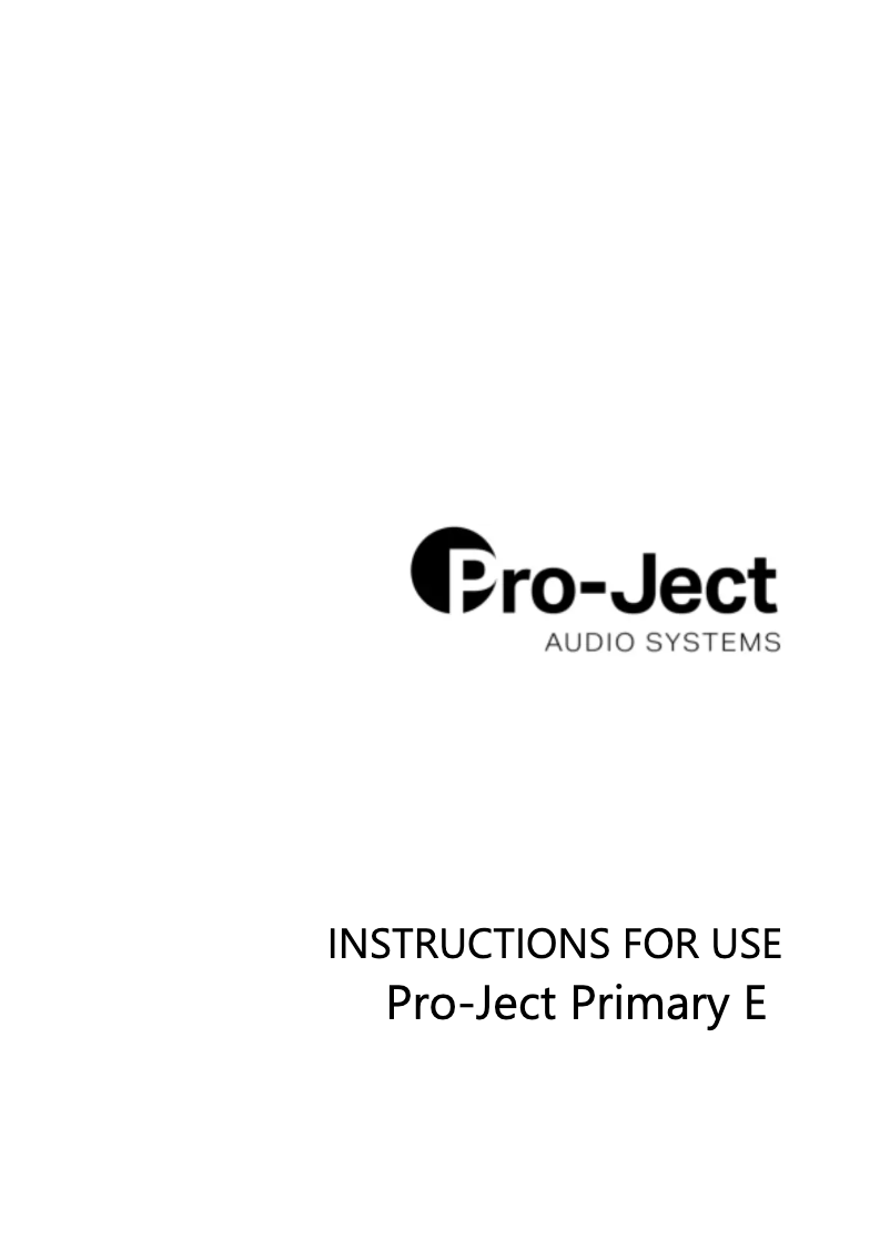 Page n°1 - Manuel utilisateur Pro-Ject Primary E