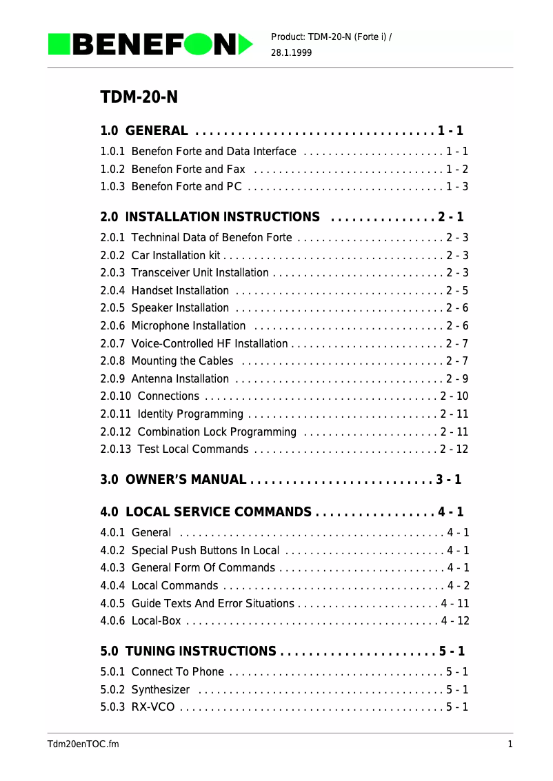 Image de la première page du manuel de l'appareil Forte