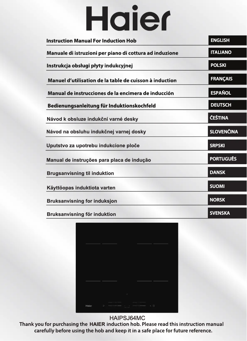 Image de la première page du manuel de l'appareil HAIPSJ64MC