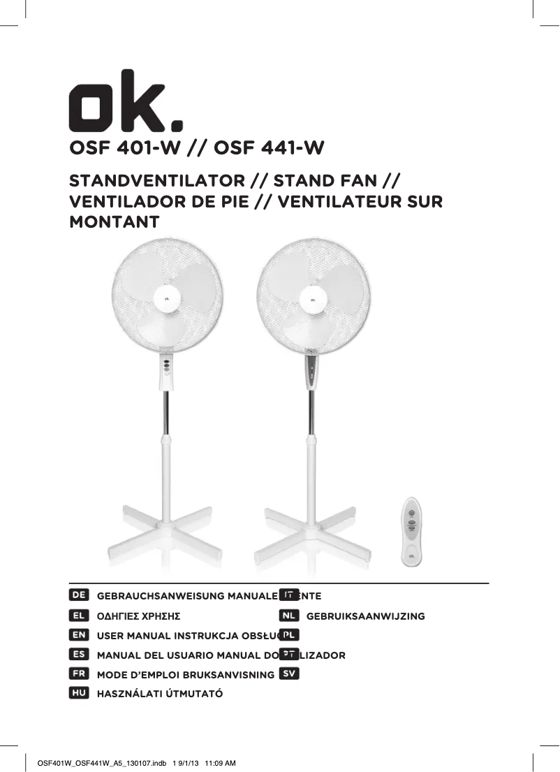 Page 1 de la notice Manuel utilisateur OK OSF 401-W