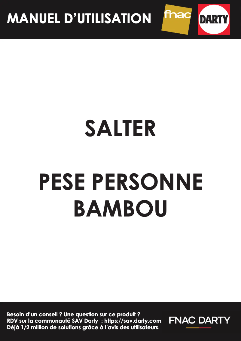 Page 1 of the manual User Manual Salter BAMBOU