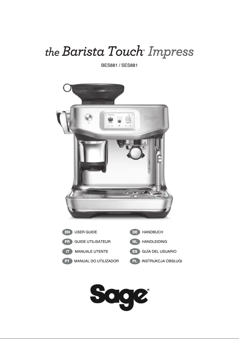 Image de la première page du manuel de l'appareil the Barista Touch Impress SES881
