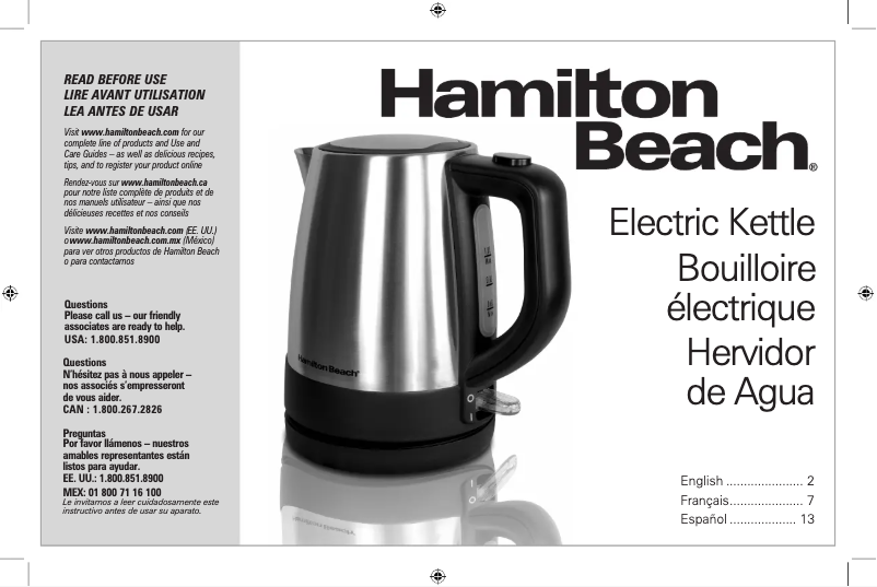 Page n°1 - Manuel utilisateur Hamilton Beach 40978