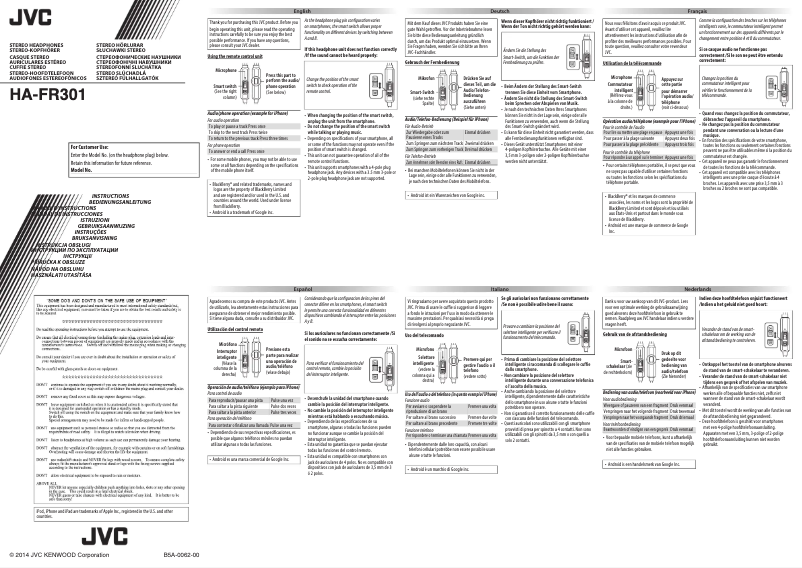 Page n°1 - Manuel utilisateur JVC HA-FR301