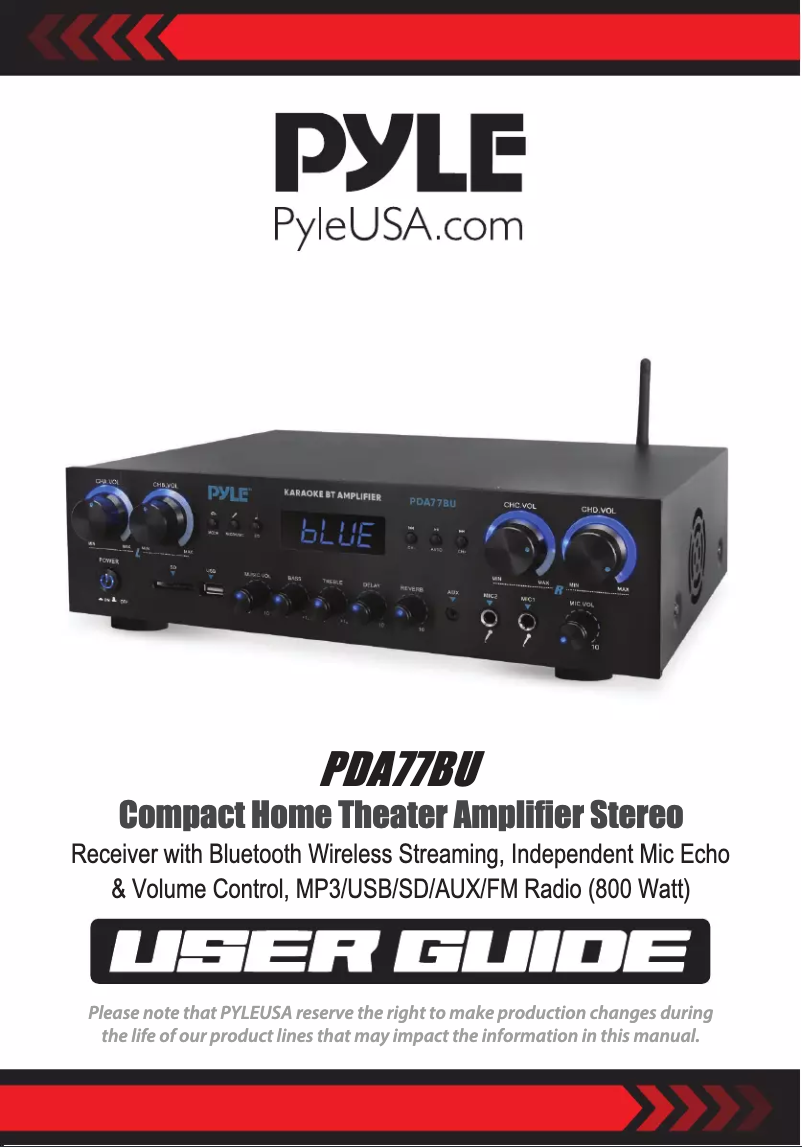 Page 1 de la notice Manuel utilisateur Pyle PDA77BU
