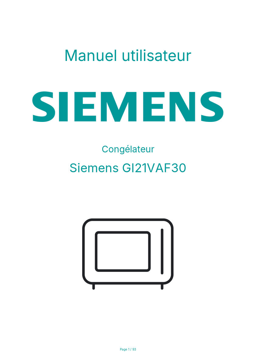 Page n°1 - Manuel utilisateur Siemens GI21VAF30