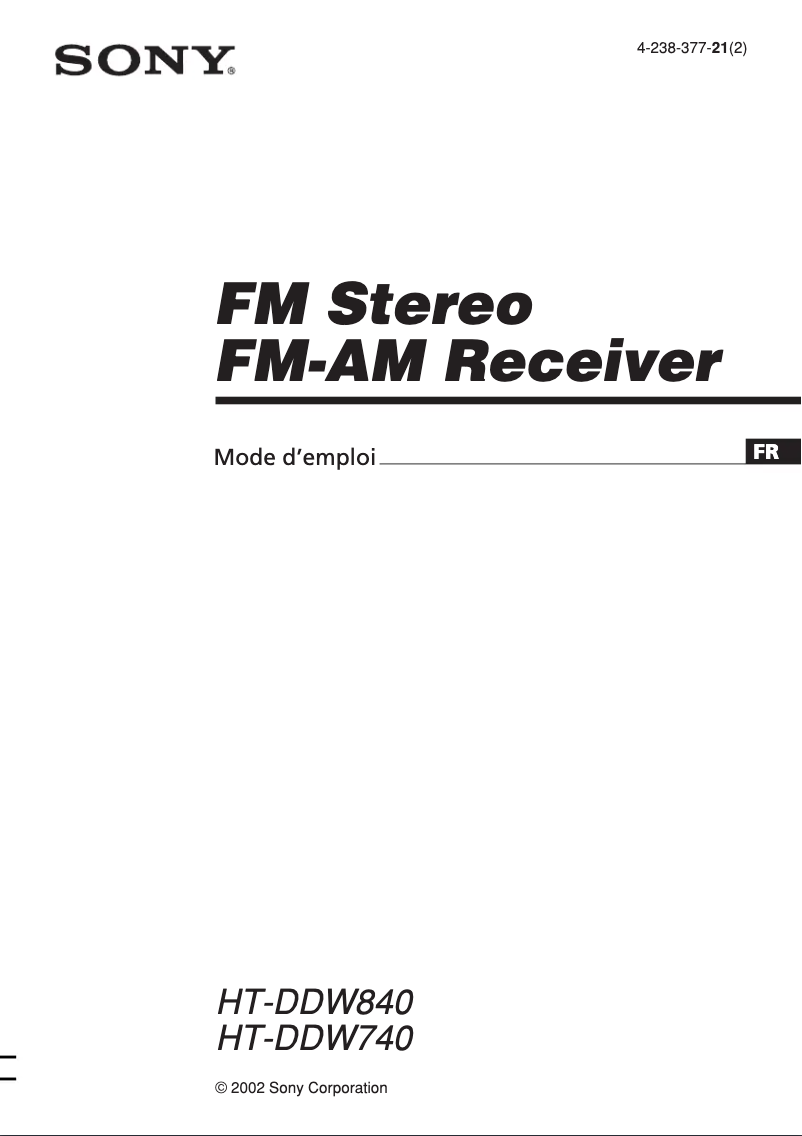 Page 1 de la notice Manuel utilisateur Sony HT-DDW840
