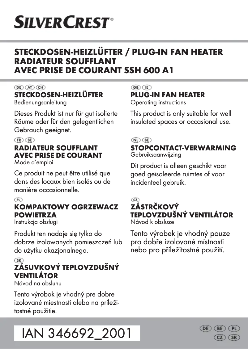 Page n°1 - Manuel utilisateur SilverCrest SSH 600 A1