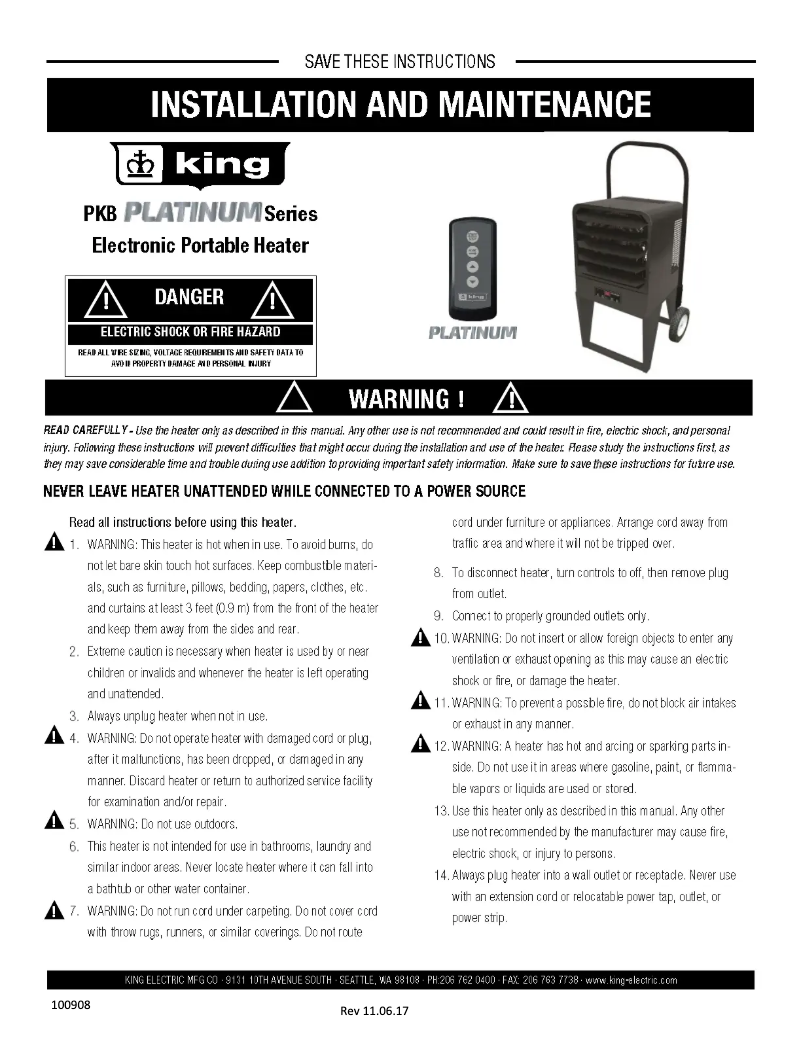 Imagen de la primera página del manual del dispositivo Platinum KB2403-1-P