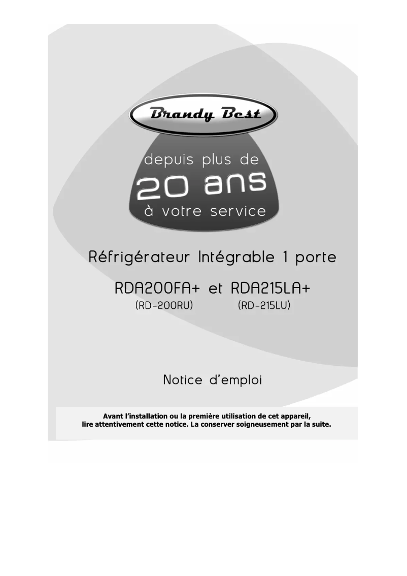 Page n°1 - Manuel utilisateur Brandy Best RDA200FA+