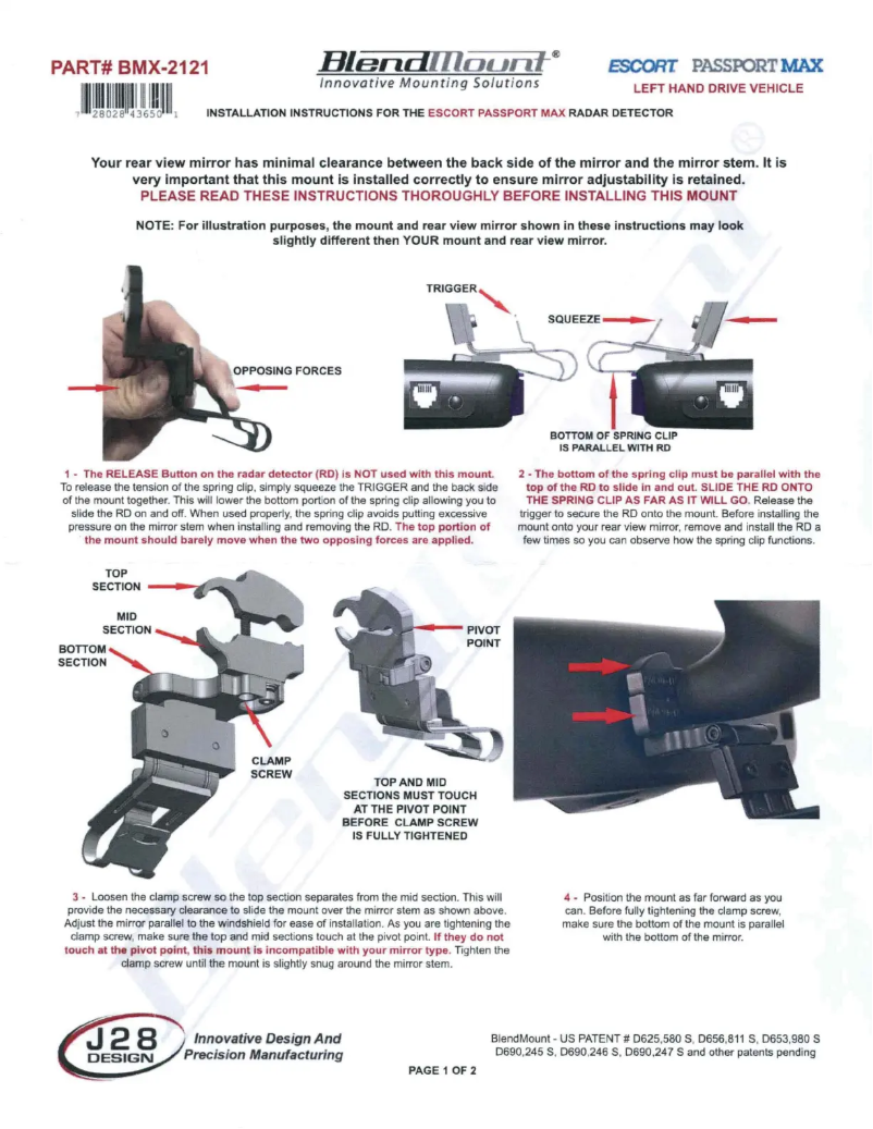 Page 1 de la notice Manuel utilisateur BlendMount BMX-2121