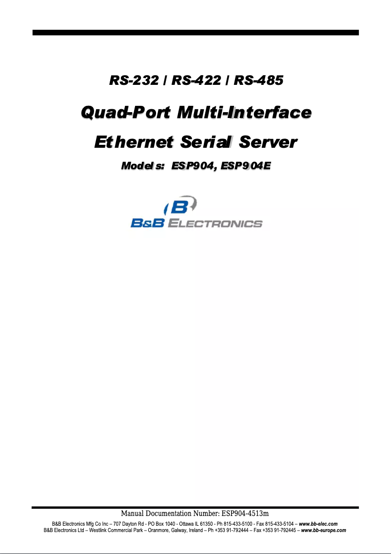 Image de la première page du manuel de l'appareil ESP904