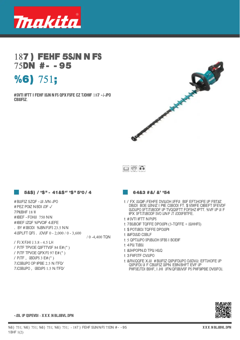 Page n°1 - Fiche technique Makita DUH751Z