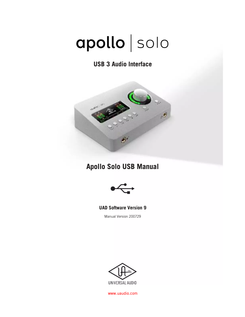 Page 1 de la notice Manuel utilisateur Universal Audio Apollo Solo USB