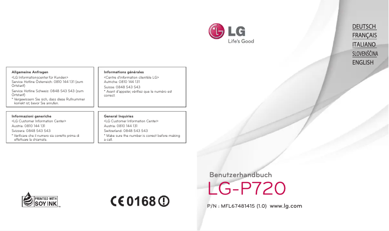 Page 1 de la notice Manuel utilisateur LG LG-P720