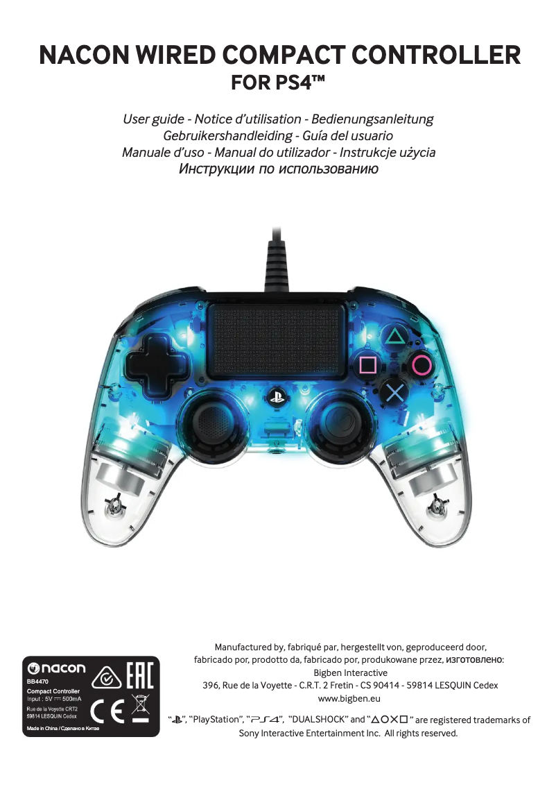 Page 1 de la notice Manuel utilisateur NACON BB4470