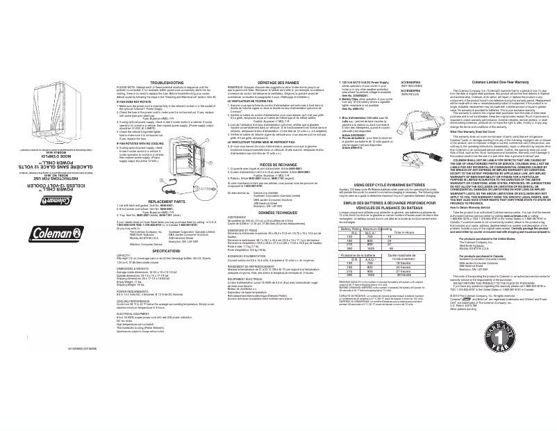 Page 1 de la notice Manuel utilisateur Coleman 3000001497
