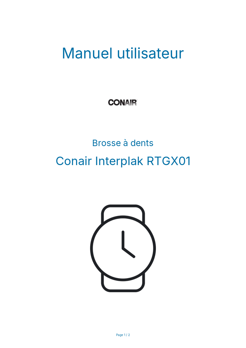 Image de la première page du manuel de l'appareil Interplak RTGX01