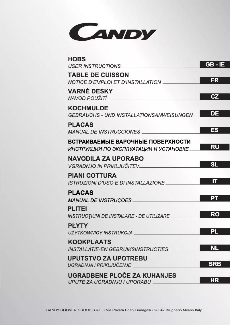 Page 1 de la notice Manuel utilisateur Candy PC PV 750 SX