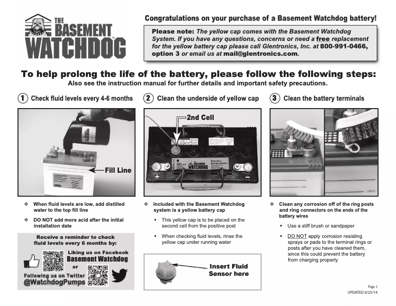 Page 1 de la notice Manuel d'utilisation et d'entretien Basement Watchdog 30HDC140S