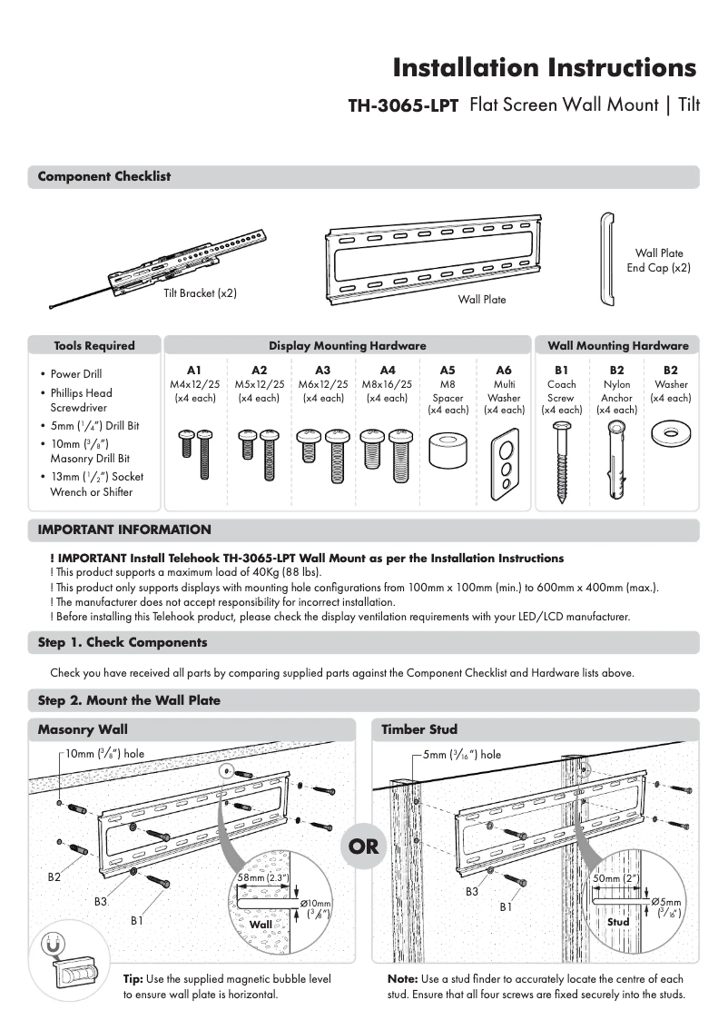 Page n°1 - Manuel utilisateur Atdec TH-3065-LPT