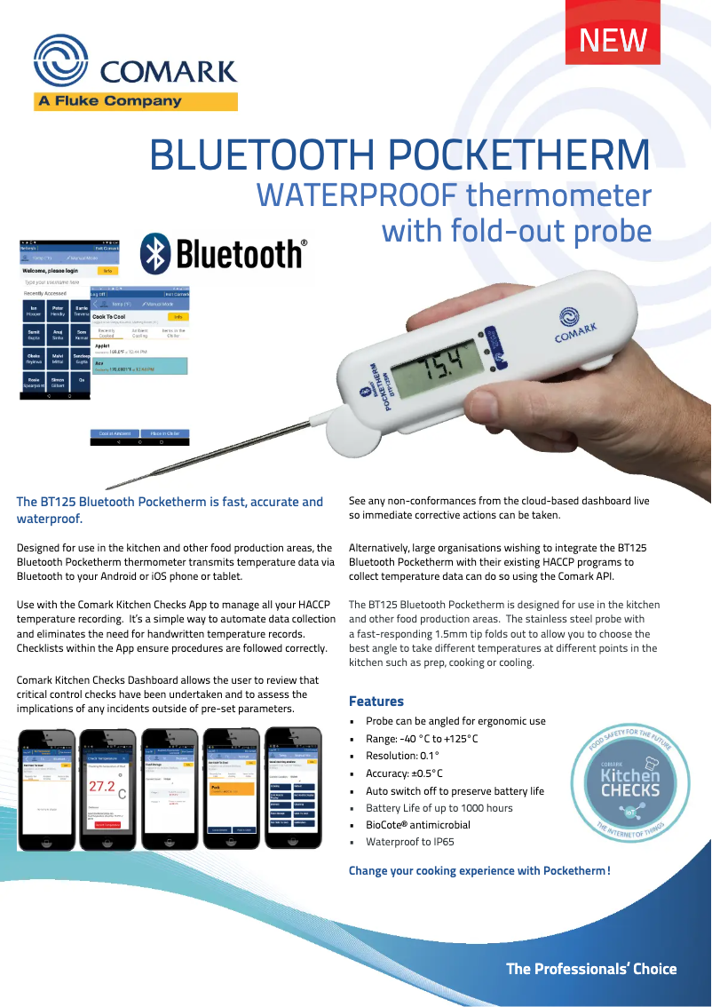 Page 1 de la notice Fiche technique Comark BT125KC