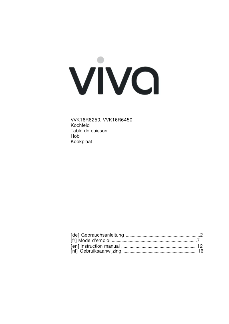 Page 1 de la notice Manuel utilisateur Viva VVK16R6450