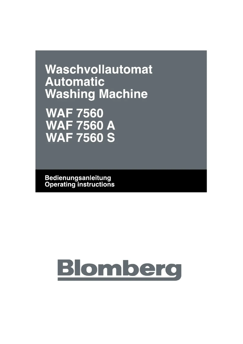 Page n°1 - Manuel utilisateur Blomberg WAF 7560