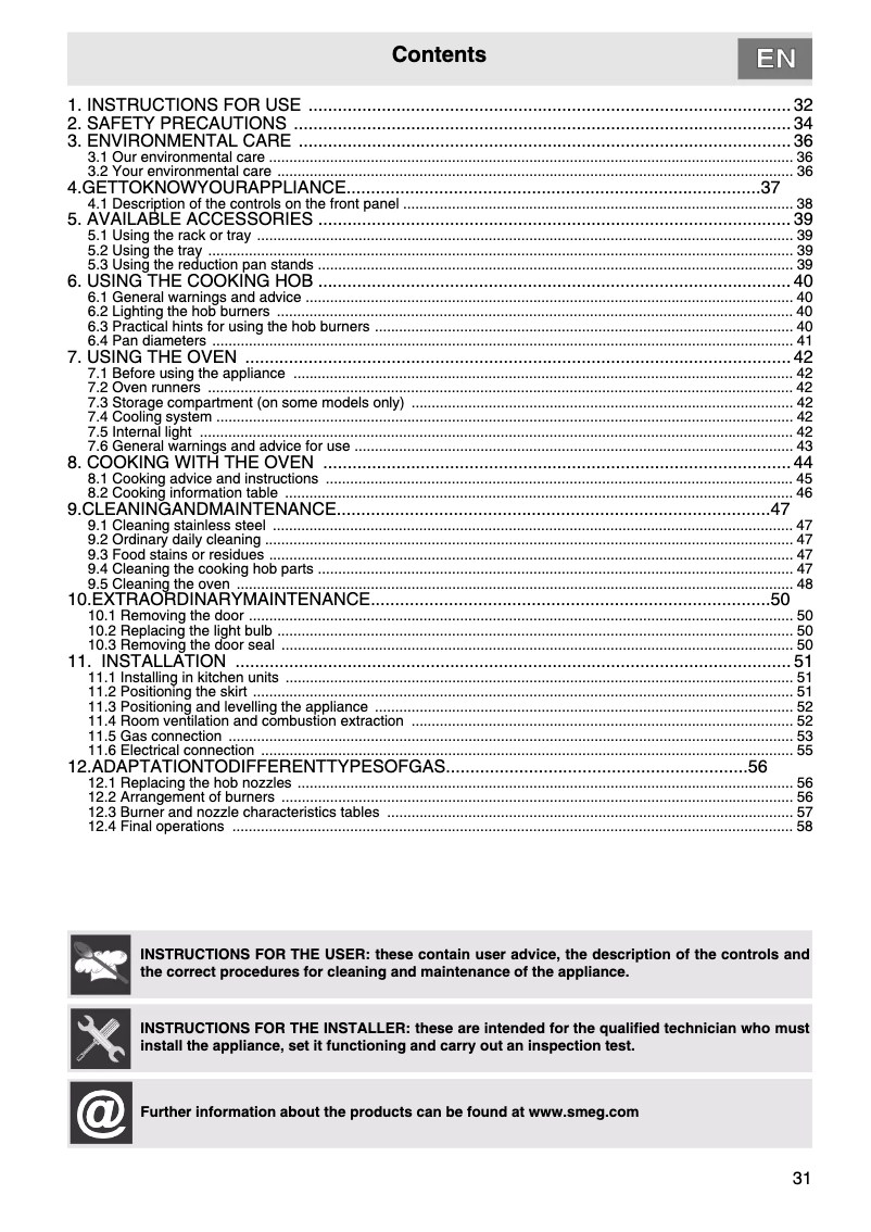 Page 1 de la notice Manuel utilisateur Smeg C91GMXI-1