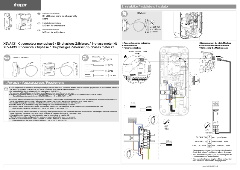 Page n°1 - Manuel utilisateur Hager XEVA433