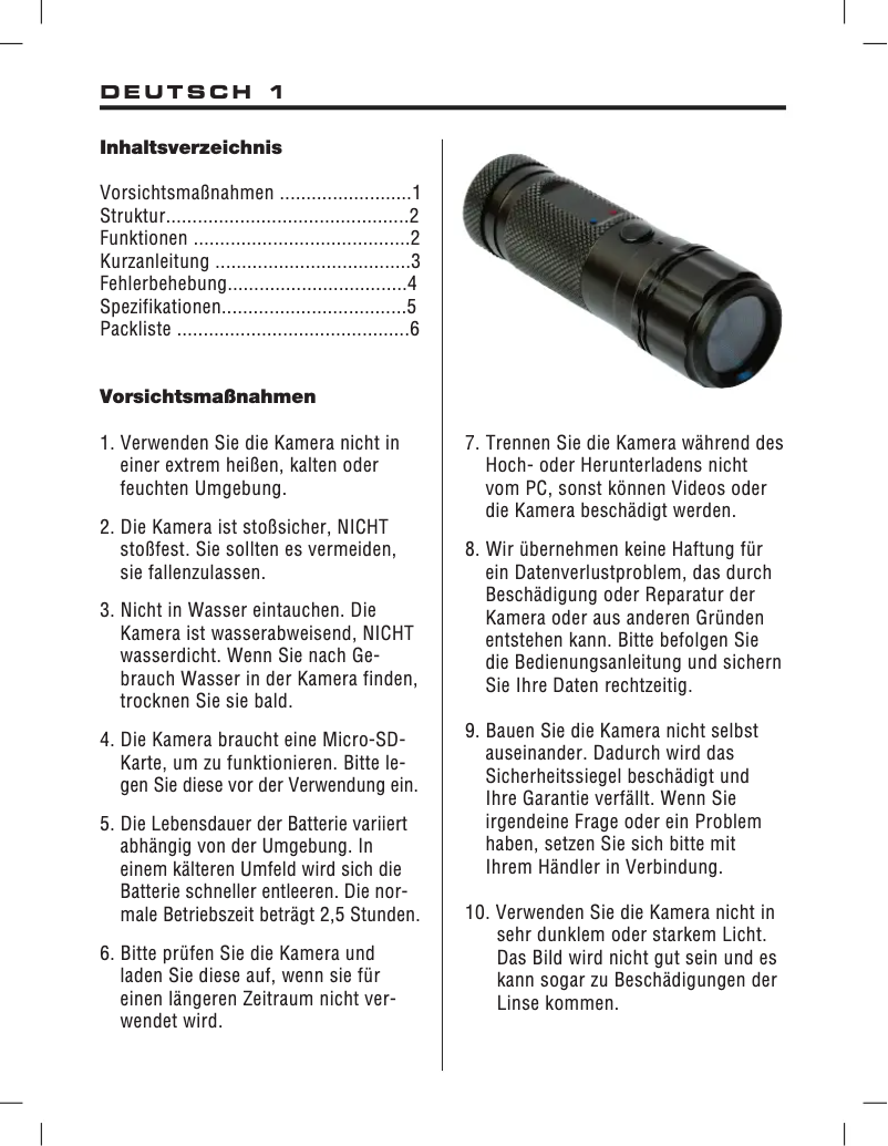 Page 1 de la notice Manuel utilisateur Braun TOPACTIONDV 720P