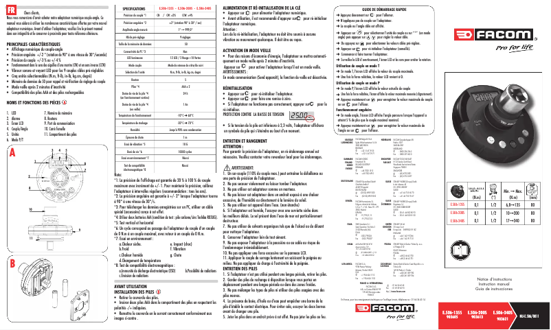 Page 1 de la notice Manuel utilisateur Facom E.506-135S