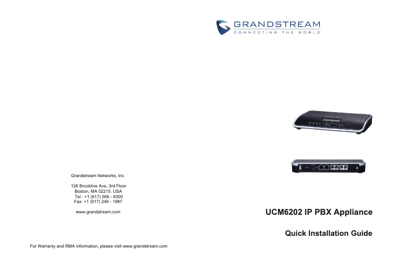 Page 1 de la notice Manuel utilisateur Grandstream UCM6202