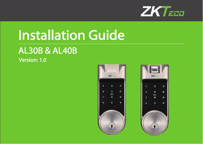 Page 1 de la notice Guide d'installation ZKTeco AL30B